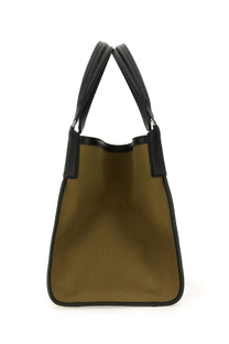 Bally men’s shopping bag arkle large multicolor olive green canvas tote with black leather trim and handles