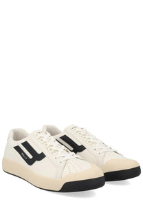 Bally men’s sneaker competition white in cream color with black accents and classic low-top design