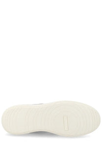 Cream-colored rubber sole with concentric grooves and rectangular brand logo on bally men’s sneaker lift black back side