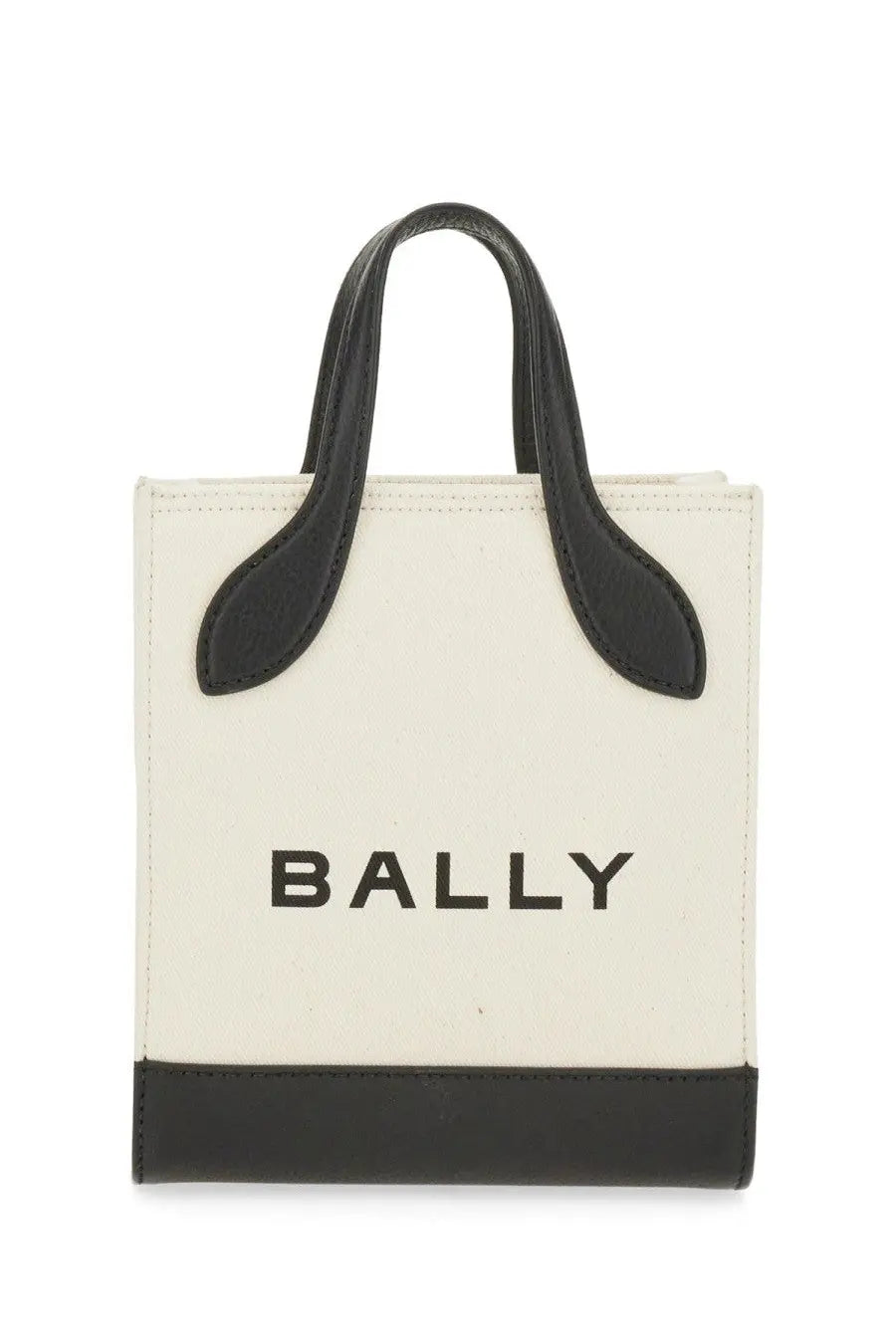 Bally women’s mini tote bag in white and black with contrasting leather handles for stylish everyday use