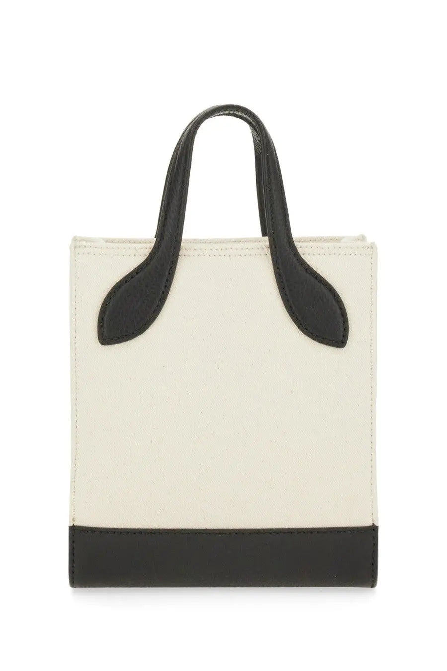 Bally women’s off-white and black leather tote bag with sleek curved handles perfect for everyday use