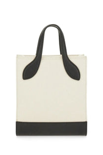 Bally women’s off-white and black leather tote bag with sleek curved handles perfect for everyday use