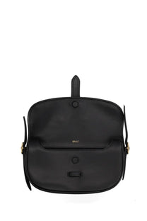 Bally women’s beckhett bag black black leather crossbody bag with gold-tone hardware and minimalist design