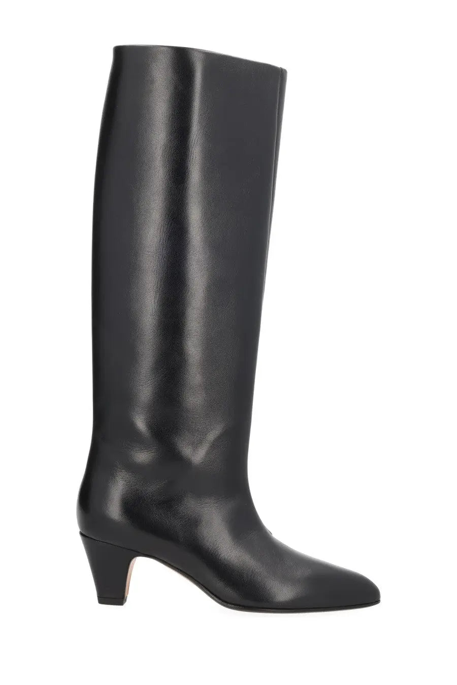 Bally women’s black leather knee-high boot alva with sleek minimalist design and low block heel