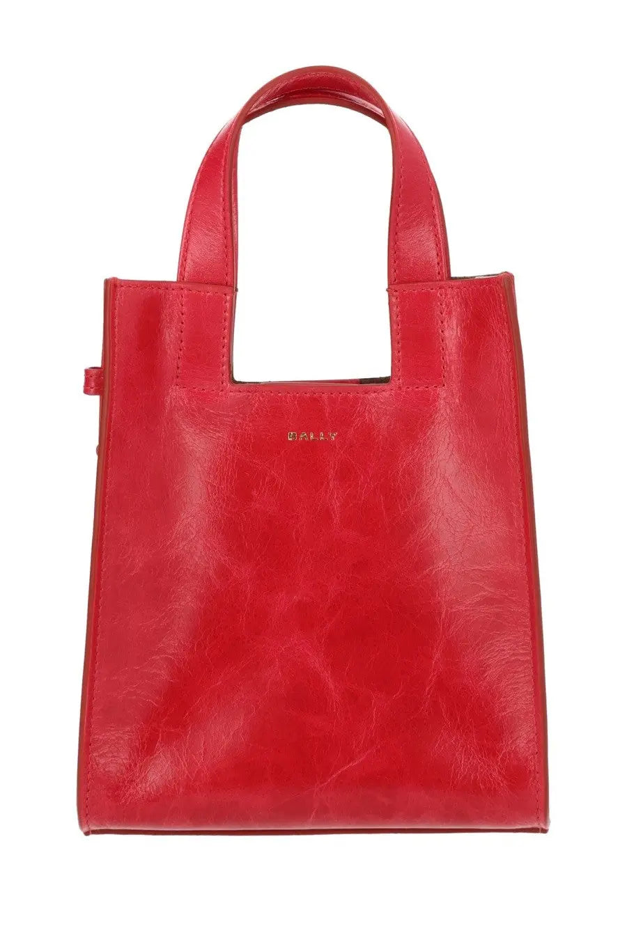 Vibrant red leather tote bag with minimalist design and birkax embossed in gold in bally womens borsa tote easy small red