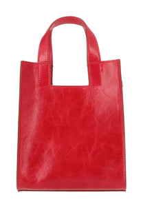 Bally women’s borsa tote easy small vibrant red patent leather tote bag with structured rectangular shape and top handles
