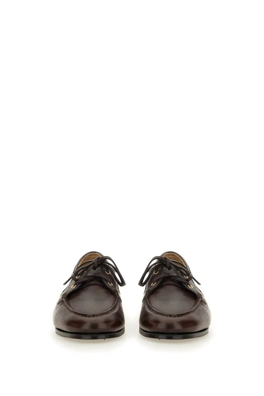 Brown leather lace-up loafers with a classic polished finish in bally women’s moccasin pathy brown design