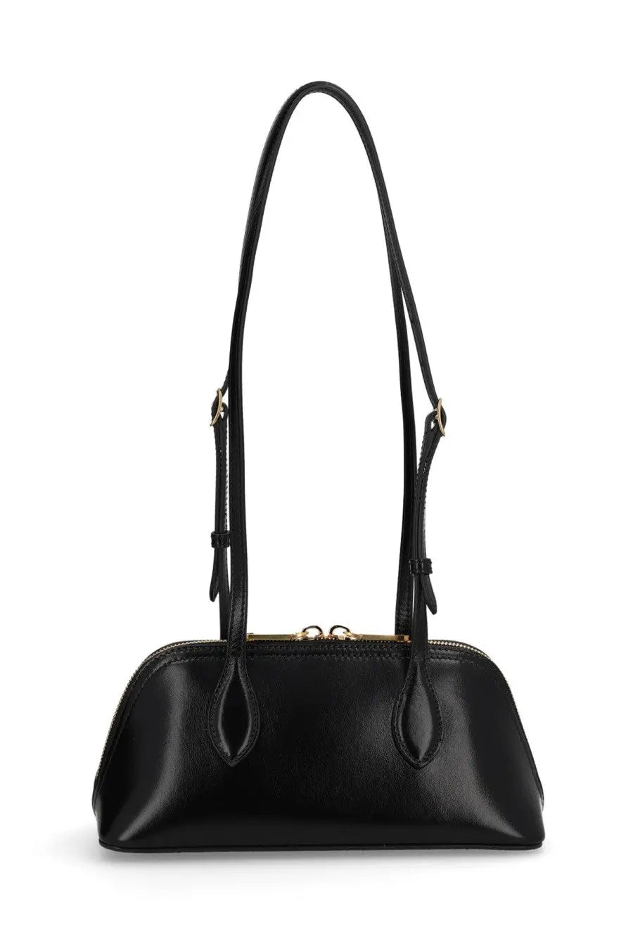 Bally women’s praline bag black black leather handbag with sleek glossy finish and gold tone hardware accents