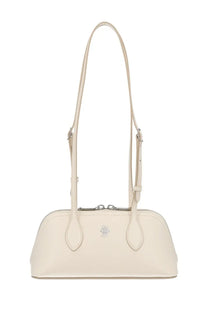 Bally women’s praline bag white cream-colored leather handbag with sleek rounded design and matching shoulder strap