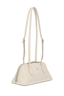 Cream-colored leather Bally women’s praline bag with sleek structured design and matching shoulder strap