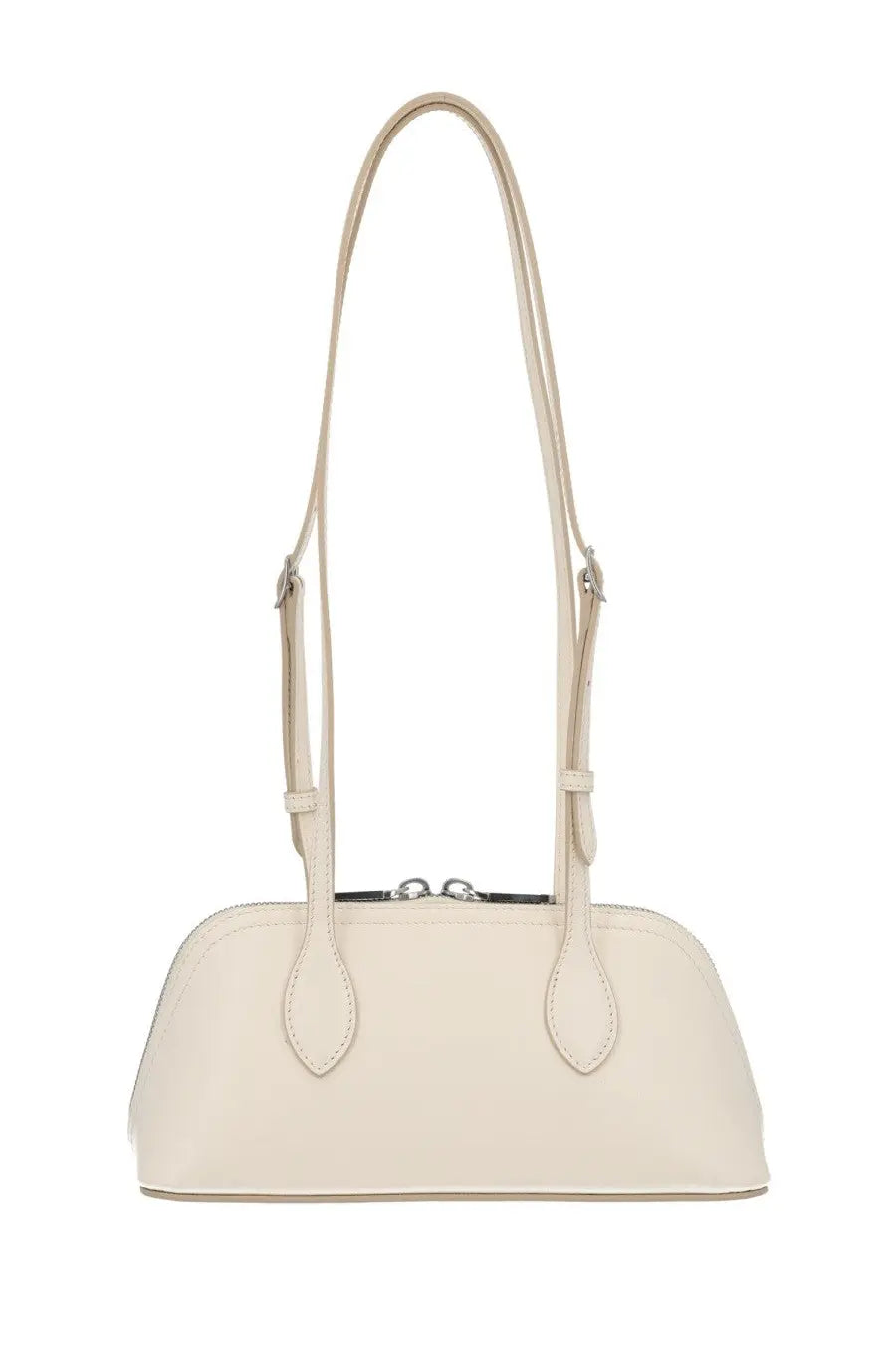 Bally women’s praline bag white cream-colored leather handbag with sleek minimalist design and silver-toned hardware
