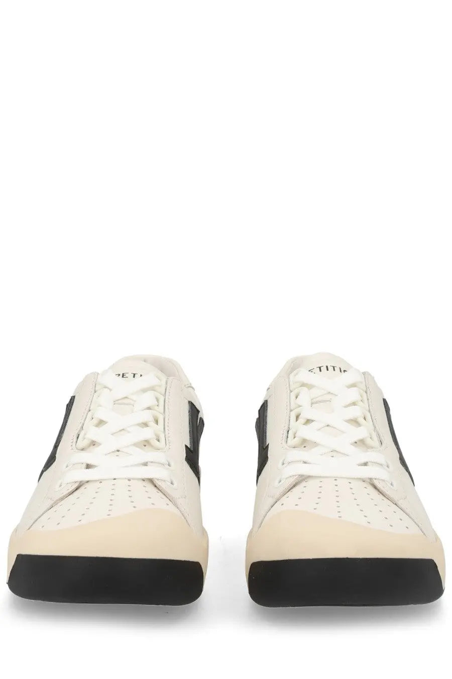 Bally women’s sneaker competition white cream low-top sneakers with black accents and perforated leather detailing