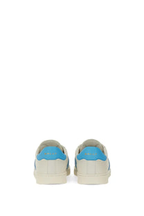 Bally women’s tyger sneaker white cream leather with vibrant blue accents and minimalist design front view