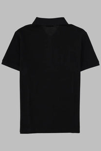 Balmain men’s classic black short-sleeved polo shirt with classic collar and ribbed cuffs made from cotton