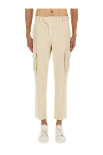 Balmain men’s beige cotton cargo pants with flap pockets and straight-leg cut front view