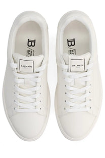 Balmain men’s court sneaker white low-top with clean leather construction and minimalist branding