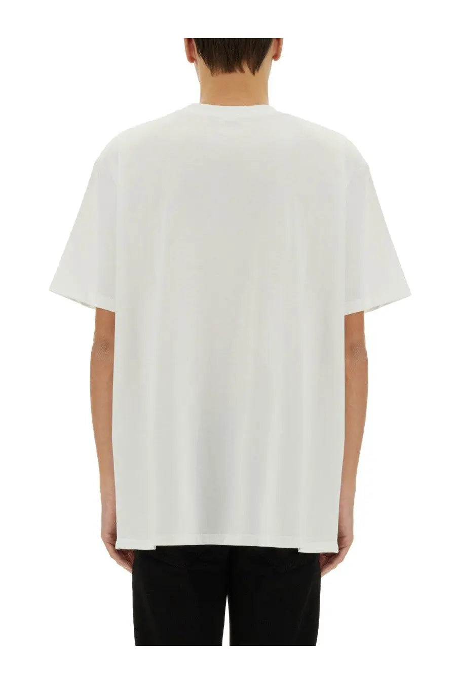 Balmain men’s white oversized cotton t-shirt with relaxed fit and simple crew neckline