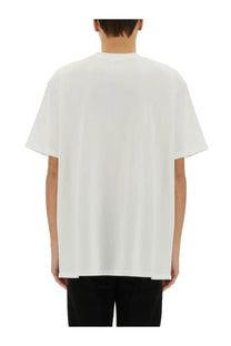 Balmain men’s white oversized cotton t-shirt with relaxed fit and simple crew neckline