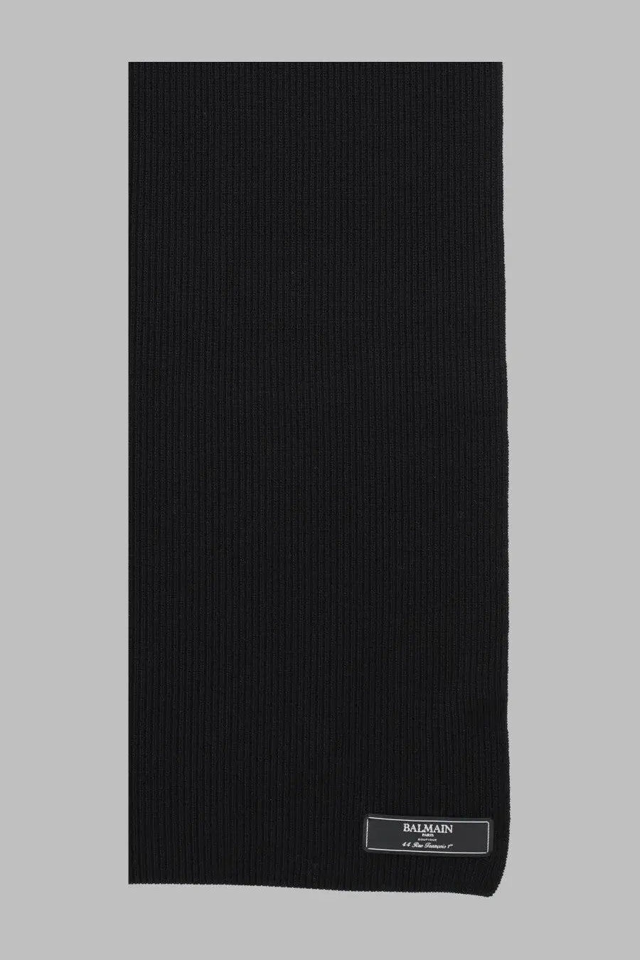 Balmain men’s black ribbed knit scarf made from textile accessories for stylish cold weather wear