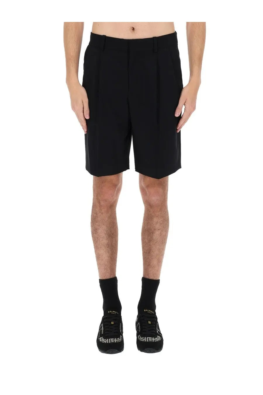 Balmain Men's Wool Tailored Shorts Black