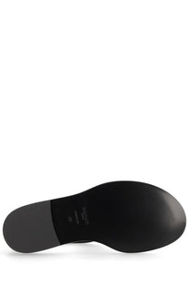Balmain women’s sandal anthem black showing black rubber sole with smooth glossy finish and subtle branding near heel