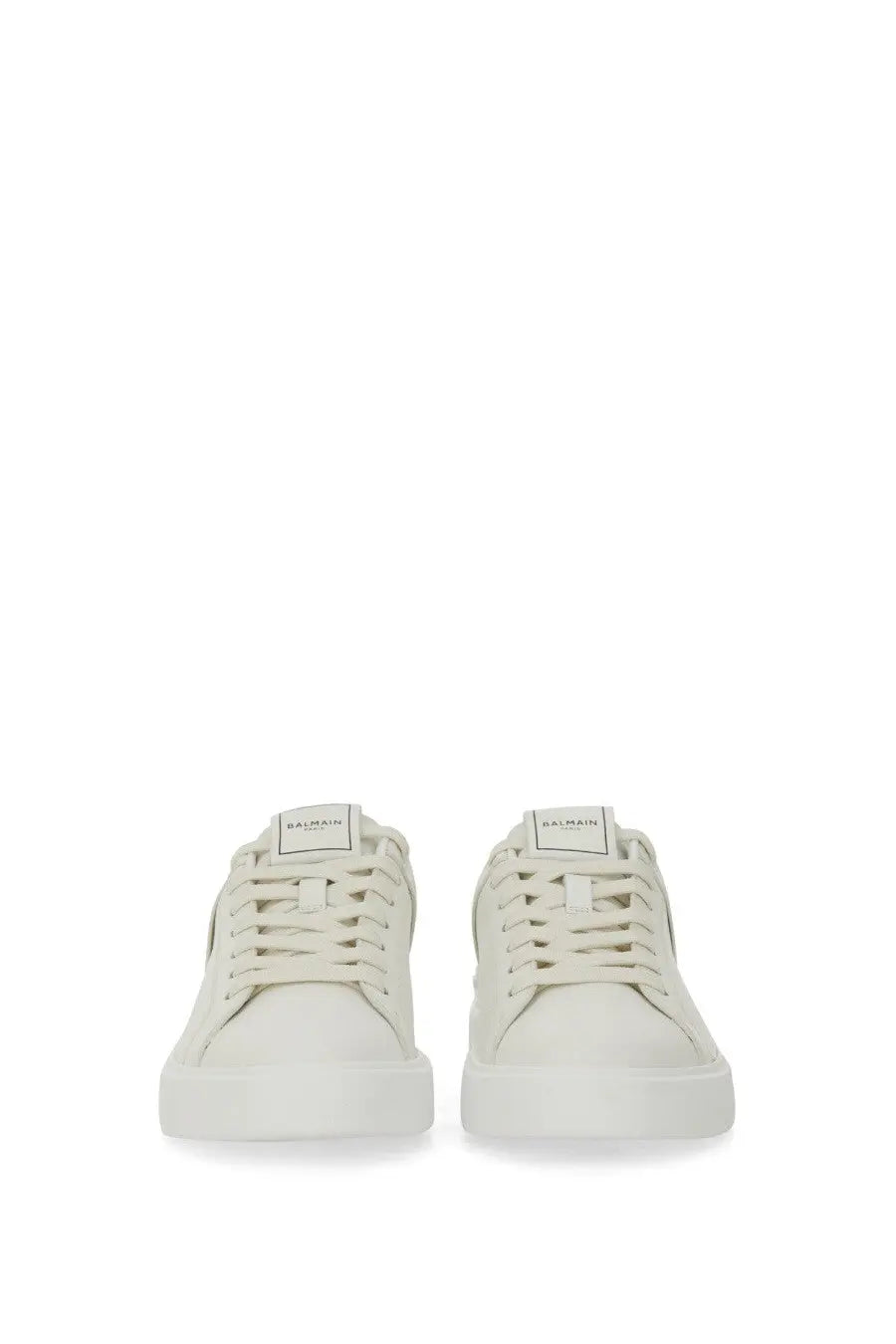 Balmain women’s sneaker court white pair of off-white minimalist leather sneakers with matching laces