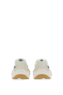 Balmain women’s sneaker DR4G0N white cream chunky sneaker with textured layered sole and subtle purple branding accents