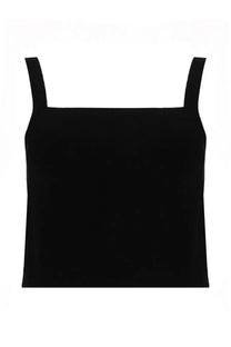 Balmain women’s black sleeveless crop top with thin straps and square neckline perfect for stylish casual wear