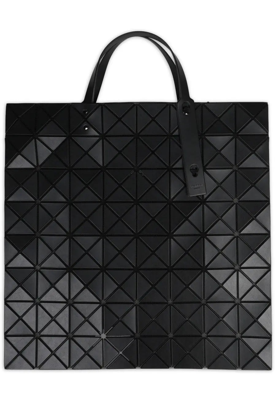 Bao bao issey miyake women’s borsa tote lucent matte black geometric patterned bag with leather handles