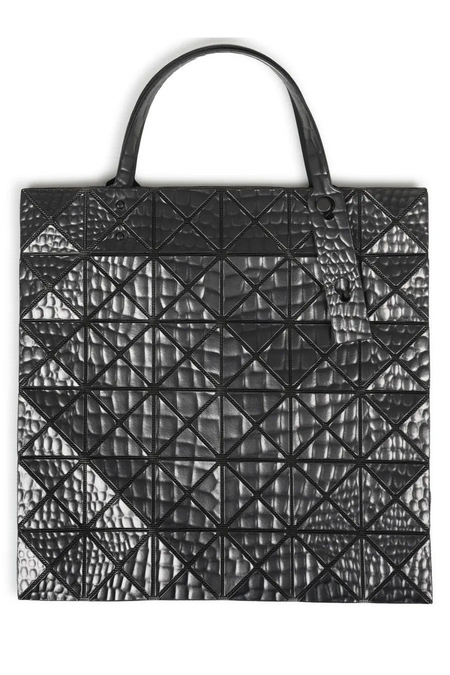 Bao bao issey miyake women’s borsa tote meta kaiju black in black with geometric pattern and textured faceted surface