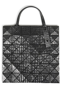 Bao bao issey miyake women’s borsa tote in black with geometric pattern textured faceted surface and structured handles