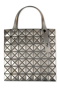 Bao Bao Issey Miyake women’s platinum tote bag in silver with geometric faceted design and metallic handles