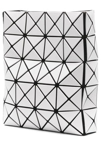 Bao bao issey miyake women’s prism matte white bag with white geometric triangle pattern and black stitching seams