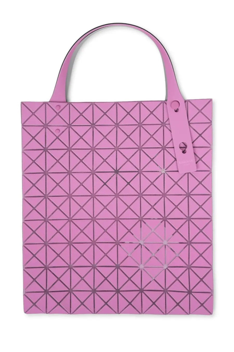Bao bao issey miyake women’s prism plus bag in pink geometric patterned tote with structured triangular design and handles