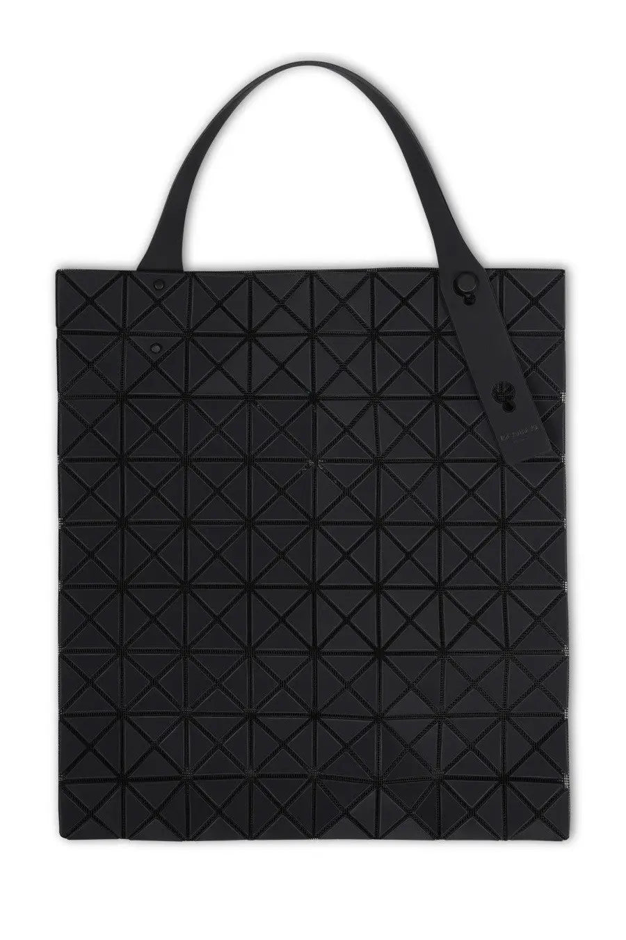 Bao bao issey miyake women’s prism plus tote bag black featuring black geometric triangular facets and matching handles