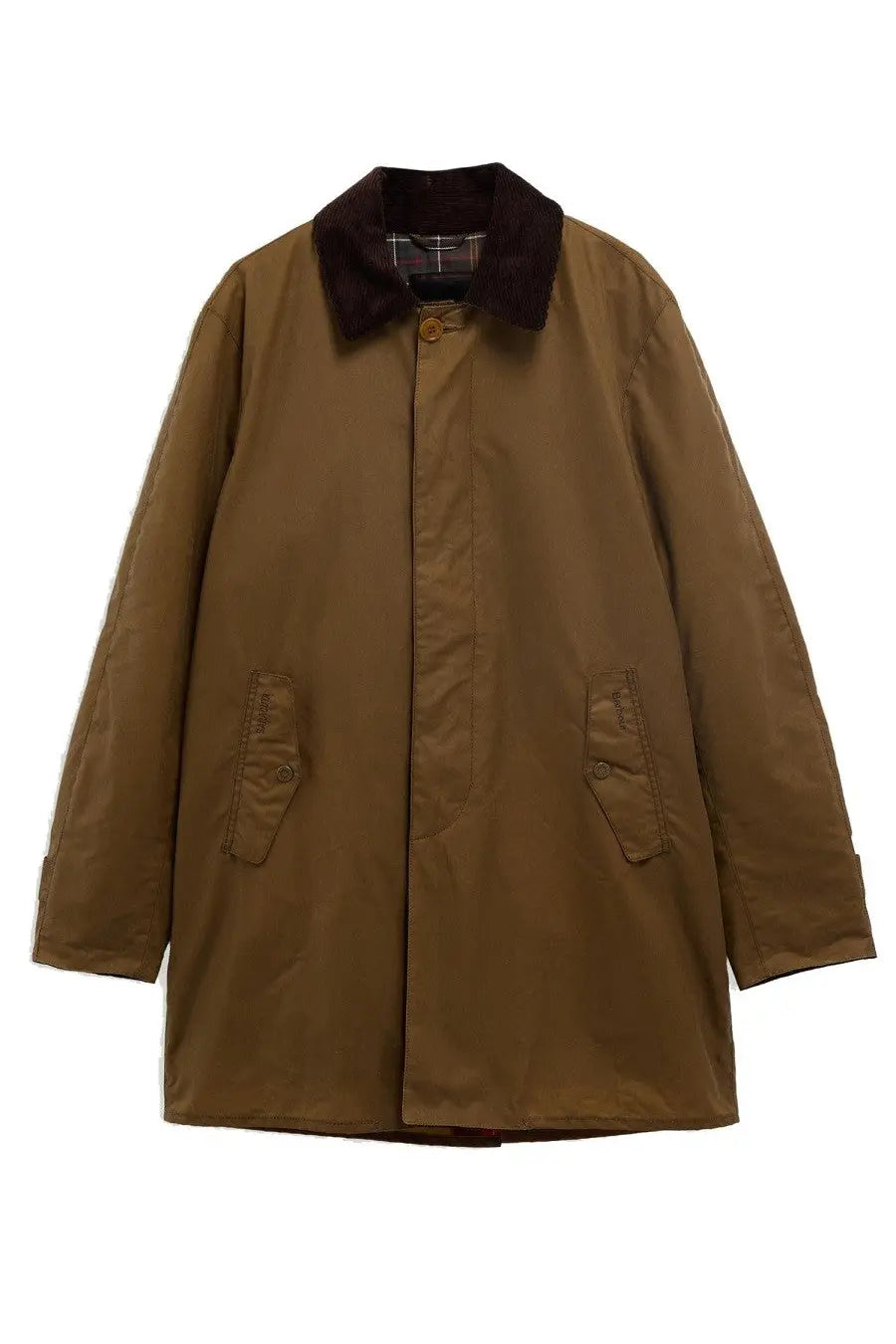 Baracuta men’s baracuta barbour coat brown waxed cotton with dark brown fur-lined collar and plaid inner lining