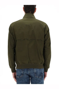 Olive green Baracuta men’s Harrington jacket made of nylon with a classic collar and seam detailing