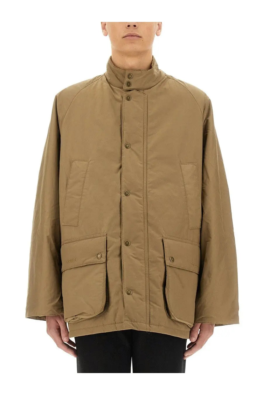 Baracuta men’s bedale beige jacket tan button-up field jacket with high collar and large flap pockets