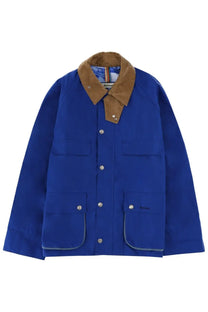 Barbour men’s bedale paul smith jacket in royal blue with tan corduroy collar and silver-toned buttons
