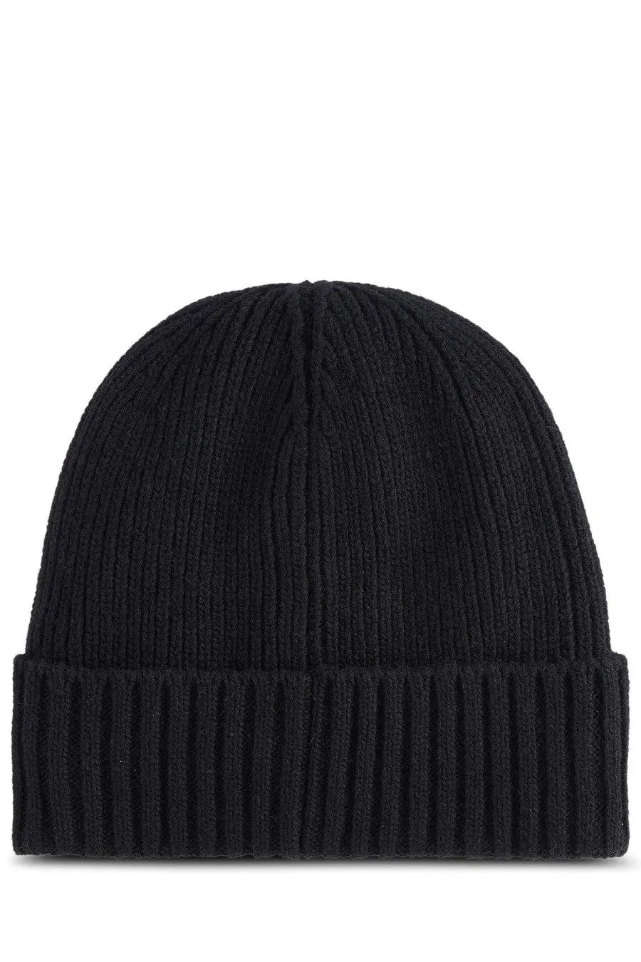 Black ribbed knit beanie with folded cuff barbour mens cap carlton in black for cold weather wear