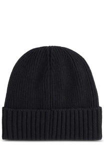 Black ribbed knit beanie with folded cuff barbour mens cap carlton in black for cold weather wear