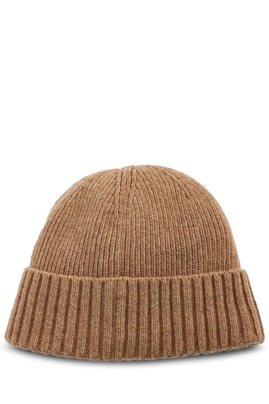Barbour men’s cap carlton brown tan ribbed knit beanie with folded cuff made from warm wool blend