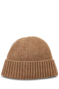 Barbour men’s cap carlton brown tan ribbed knit beanie with folded cuff made from warm wool blend
