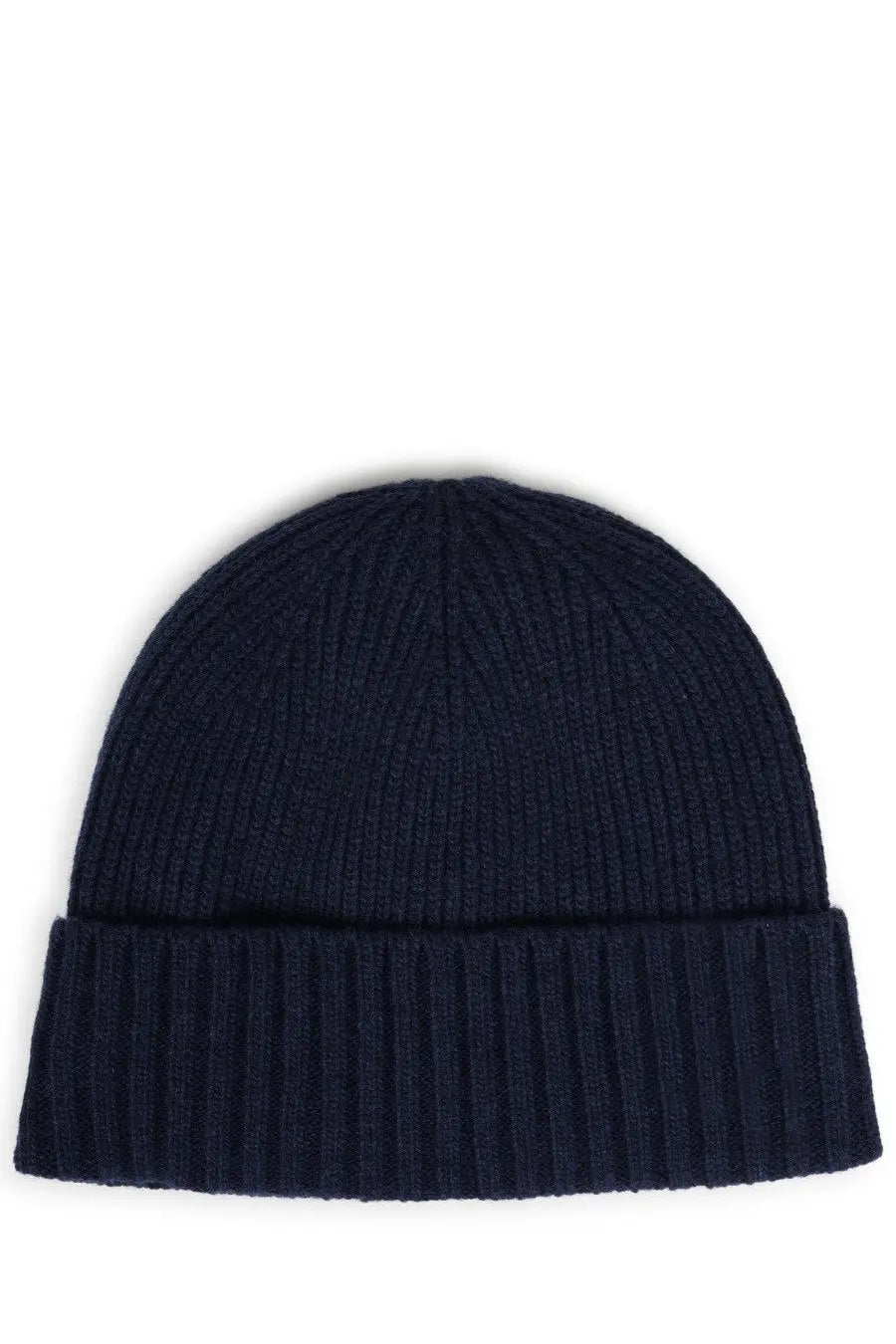 Navy blue ribbed knit beanie with folded cuff made from soft material in barbour mens cappello carlton beanie con blue