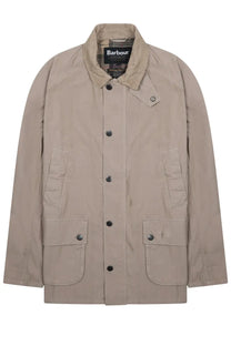 Barbour men’s giacca ashby casual beige jacket with black buttons and plaid-lined collar in beige fabric