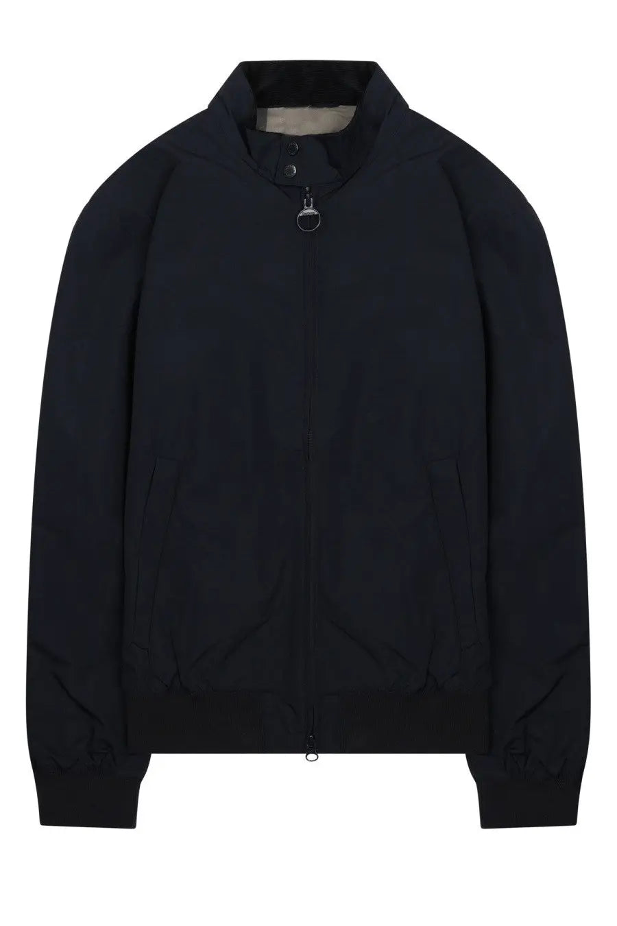 Barbour men’s giacca royston blue black bomber jacket with sleek minimalist design and subtle stitching details