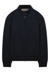 Barbour men’s giacca royston blue black bomber jacket with sleek minimalist design and subtle stitching details