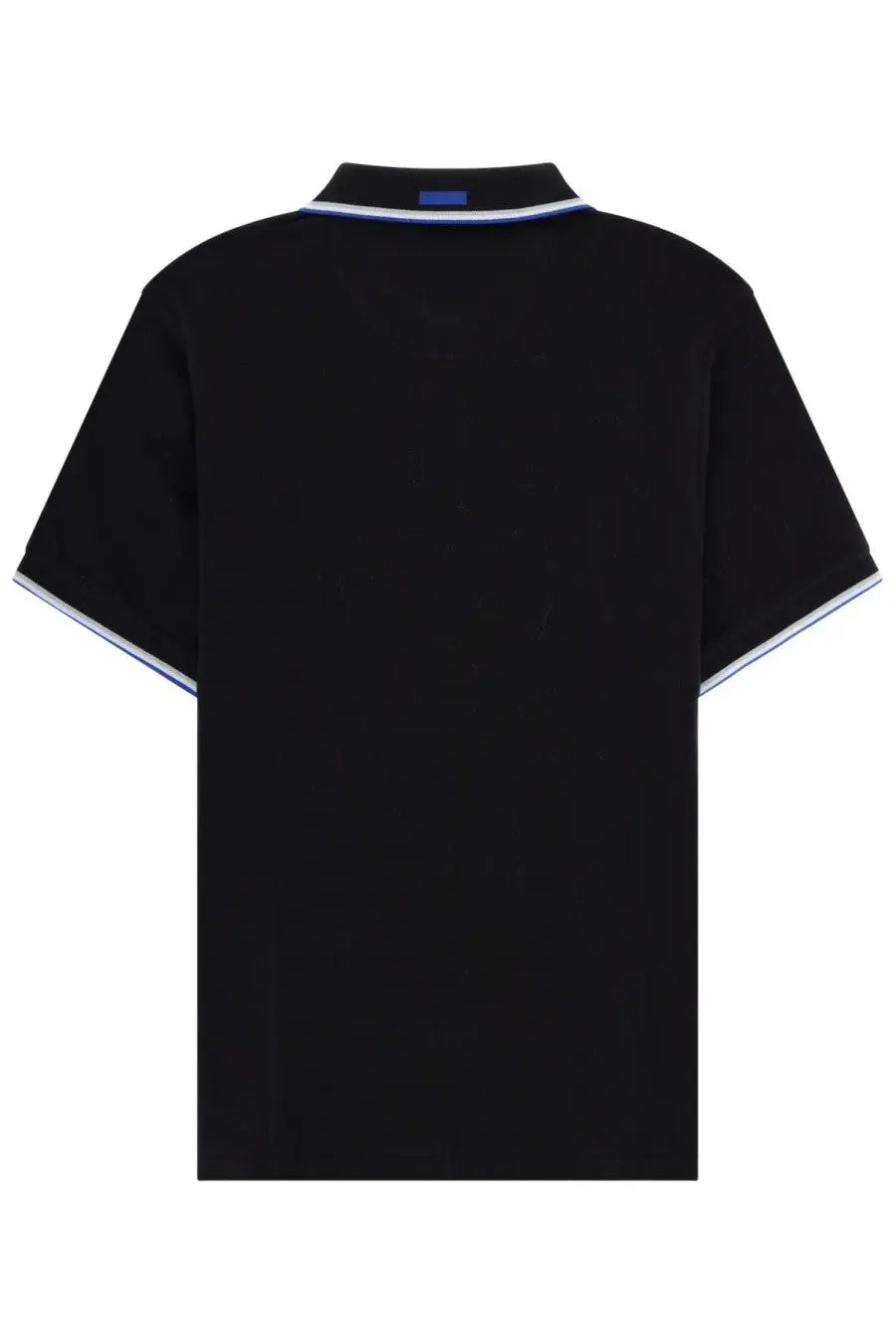 Black short-sleeved polo shirt with white and blue trim on collar and cuffs by Barbour featuring Paul Smith design