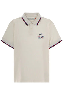 Barbour men’s polo Paul Smith Barbour white cream polo shirt with navy red trim and embroidered birds on left chest