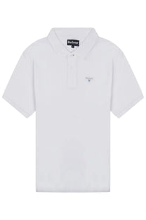 Barbour men’s white polo shirt with classic collar and subtle embroidered logo on the chest